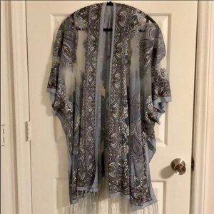 Blue Kimono with fringe - NWOT!